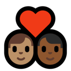 👨🏽‍❤️‍👨🏾 Couple with Heart: Man, Man, Medium Skin Tone, Medium-Dark Skin Tone, Emoji by Microsoft