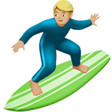 🏄🏼‍♂️ Man Surfing: Medium-Light Skin Tone, Emoji by Apple