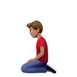 🧎🏽‍♂️ Man Kneeling: Medium Skin Tone, Emoji by Apple