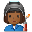 👩🏾‍🏭 Fabrikarbeiterin: Mitteldunkle Hautfarbe Emoji von Samsung