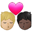 🧑🏼‍❤️‍💋‍🧑🏿 Kiss: Person, Person, Medium-Light Skin Tone, Dark Skin Tone, Emoji by Samsung