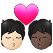 🧑🏻‍❤️‍💋‍🧑🏿 Kiss: Person, Person, Light Skin Tone, Dark Skin Tone, Emoji by Samsung