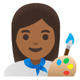 👩🏾‍🎨 Woman Artist: Medium-Dark Skin Tone, Emoji by Google