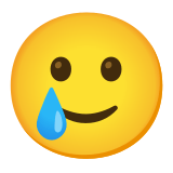 🥲 Visage Souriant Avec Une Larme Emoji par Google