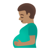 🫃🏽 Pregnant Man: Medium Skin Tone, Emoji by Google