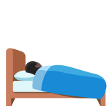 🛌🏿 Человек в Кровати: Очень Темный Тон Кожи, смайлик от Google