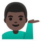 💁🏿‍♂️ Man Tipping Hand: Dark Skin Tone, Emoji by Google