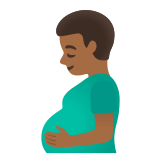 🫃🏾 Pregnant Man: Medium-Dark Skin Tone, Emoji by Google