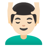 💆🏻‍♂️ Man Getting Massage: Light Skin Tone, Emoji by Google