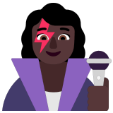 👩🏿‍🎤 Woman Singer: Dark Skin Tone, Emoji by Microsoft