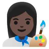 👩🏿‍🎨 Woman Artist: Dark Skin Tone, Emoji by Google