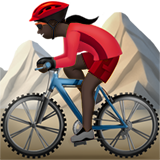 🚵🏿‍♀️ Woman Mountain Biking: Dark Skin Tone, Emoji by Apple