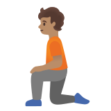 🧎🏽 Person Kneeling: Medium Skin Tone, Emoji by Google
