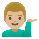 💁🏼‍♂️ Man Tipping Hand: Medium-Light Skin Tone, Emoji by Google