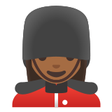 💂🏾‍♀️ Woman Guard: Medium-Dark Skin Tone, Emoji by Google