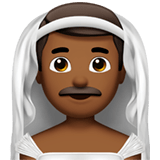 👰🏾‍♂️ Man with Veil: Medium-Dark Skin Tone, Emoji by Apple
