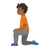 🧎🏾 Person Kneeling: Medium-Dark Skin Tone, Emoji by Google