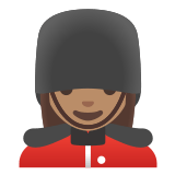 💂🏽‍♀️ Garde Femme : Peau Légèrement Mate Emoji par Google
