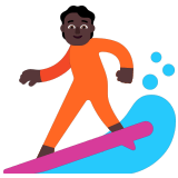 🏄🏿 Person Surfing: Dark Skin Tone, Emoji by Microsoft