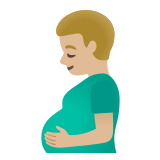 🫃🏼 Pregnant Man: Medium-Light Skin Tone, Emoji by Google
