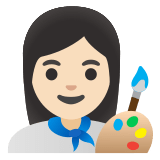 👩🏻‍🎨 Woman Artist: Light Skin Tone, Emoji by Google