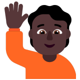 🙋🏿 Person Raising Hand: Dark Skin Tone, Emoji by Microsoft