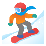 🏂🏿 Snowboardeur : Peau Foncée Emoji par Google