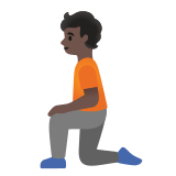 🧎🏿 Person Kneeling: Dark Skin Tone, Emoji by Google