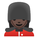 💂🏿‍♀️ Woman Guard: Dark Skin Tone, Emoji by Google