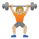 🏋🏼 Тяжелоатлет: Светлый Тон Кожи, смайлик от Google