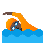 🏊🏿 Плавание: Очень Темный Тон Кожи, смайлик от Google