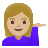 💁🏼‍♀️ Woman Tipping Hand: Medium-Light Skin Tone, Emoji by Google