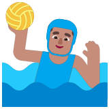 🤽🏽‍♂️ Man Playing Water Polo: Medium Skin Tone, Emoji by Microsoft
