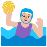 🤽🏼‍♀️ Woman Playing Water Polo: Medium-Light Skin Tone, Emoji by Microsoft