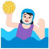 🤽🏻‍♀️ Woman Playing Water Polo: Light Skin Tone, Emoji by Microsoft
