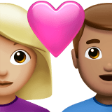 👩🏼‍❤️‍👨🏽 Couple with Heart: Woman, Man, Medium-Light Skin Tone, Medium Skin Tone, Emoji by Apple