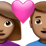 👩🏽‍❤️‍👨🏽 Couple with Heart: Woman, Man, Medium Skin Tone, Emoji by Apple