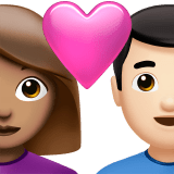👩🏽‍❤️‍👨🏻 Couple with Heart: Woman, Man, Medium Skin Tone, Light Skin Tone, Emoji by Apple
