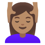 💆🏽‍♀️ Woman Getting Massage: Medium Skin Tone, Emoji by Google