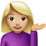 💁🏼‍♀️ Woman Tipping Hand: Medium-Light Skin Tone, Emoji by Apple