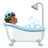 🛀🏾 Person Taking Bath: Medium-Dark Skin Tone, Emoji by Google