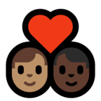 👨🏽‍❤️‍👨🏿 Couple with Heart: Man, Man, Medium Skin Tone, Dark Skin Tone, Emoji by Microsoft
