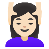 💆🏻‍♀️ Femme Qui Se Fait Masser : Peau Claire Emoji par Google