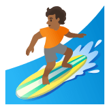 🏄🏾 Person Surfing: Medium-Dark Skin Tone, Emoji by Google
