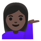 💁🏿‍♀️ Woman Tipping Hand: Dark Skin Tone, Emoji by Google