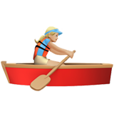 🚣🏼‍♀️ Woman Rowing Boat: Medium-Light Skin Tone, Emoji by Apple