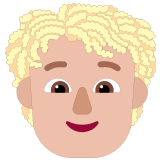 🧑🏼‍🦱 Person: Medium-Light Skin Tone, Curly Hair, Emoji by Microsoft