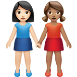 👩🏻‍🤝‍👩🏽 Women Holding Hands: Light Skin Tone, Medium Skin Tone, Emoji by Apple