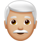 👨🏼‍🦳 Homme : Peau Moyennement Claire Et Cheveux Blancs Emoji par Apple