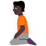 🧎🏿 Person Kneeling: Dark Skin Tone, Emoji by Microsoft